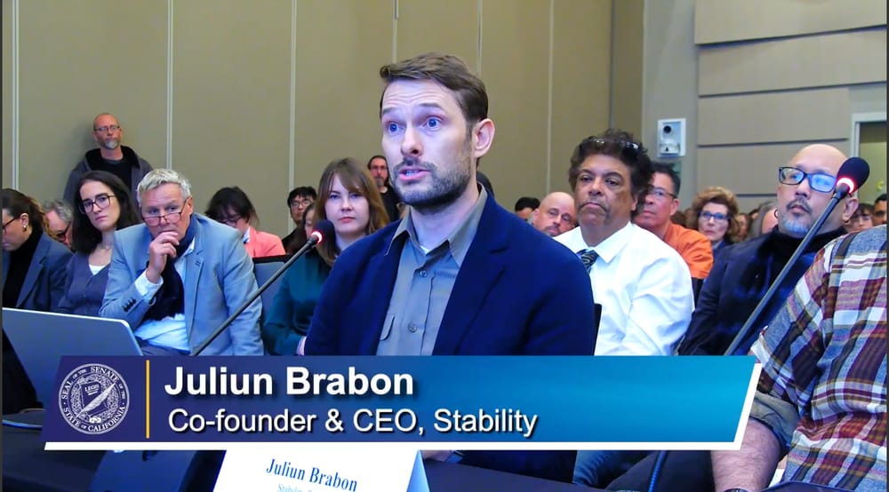 Juliun Brabon testifying at the California State Senate